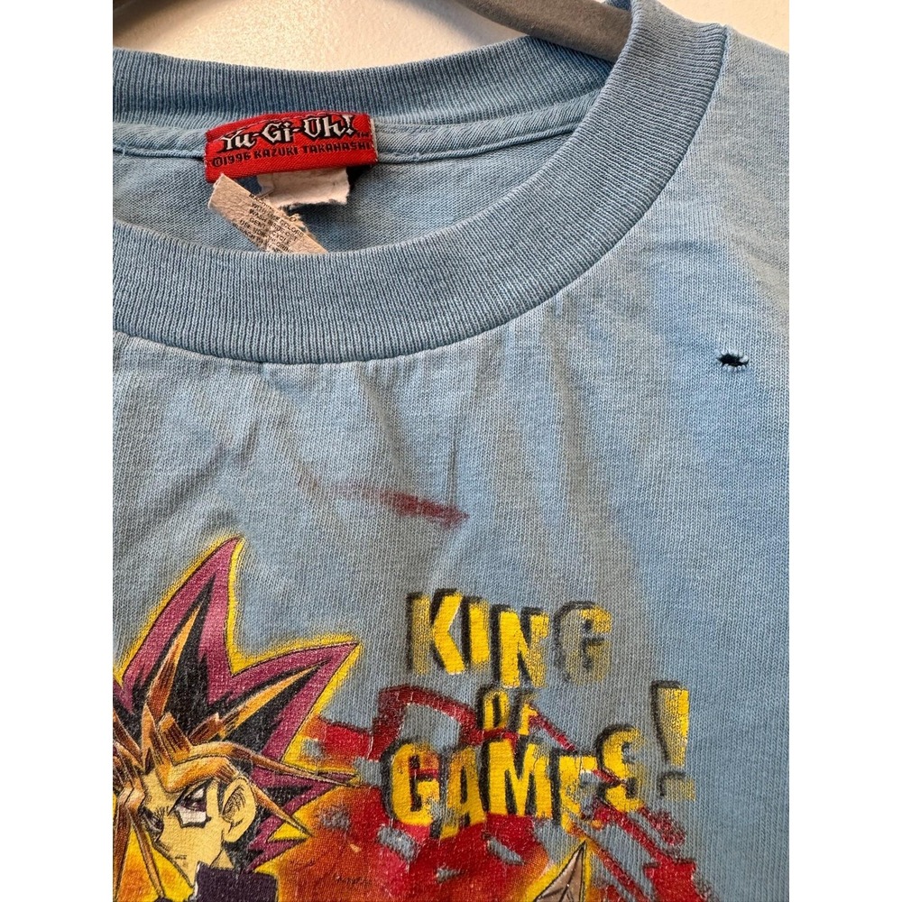 Vintage Yu-Gi-Oh Shirt Kids 8 Blue King Of Games Anime Graphic‎ Tee 90s - Picture 5 of 11